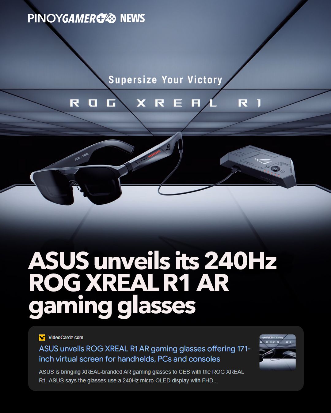 PinoyGamer - ASUS unveils its 240Hz ROG XREAL R1 AR gaming... | Facebook