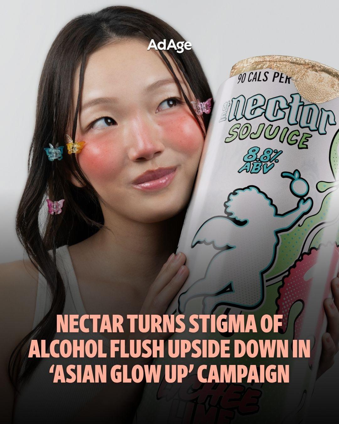 🥤 Nectar, the canned cocktail brand, is taking on a long-stigmatized aspect of drinking for many Asian consumers and turning it into a pregame beauty ritual. A new “Asian Glow Up” campaign