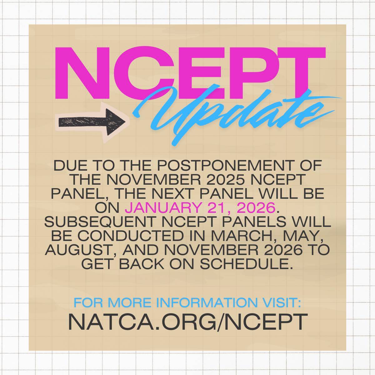 NATCA - The November 2025 NCEPT Panel has been rescheduled for January ...