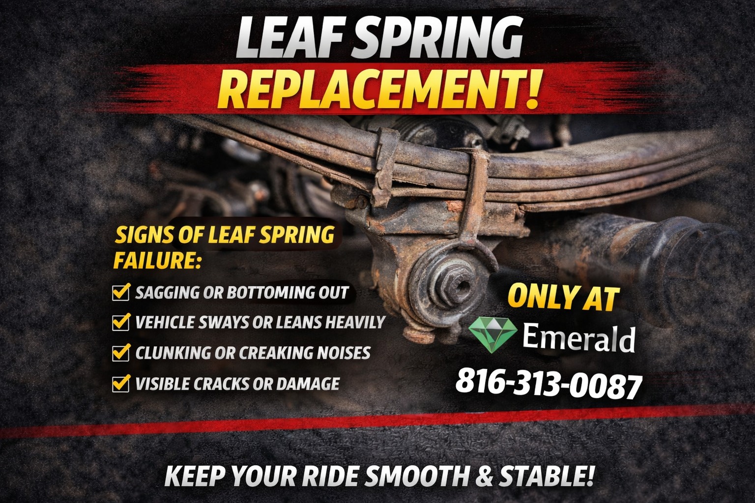 🚨 **LEAF SPRING SAFETY WARNING**... - Emerald Auto Repair | Facebook