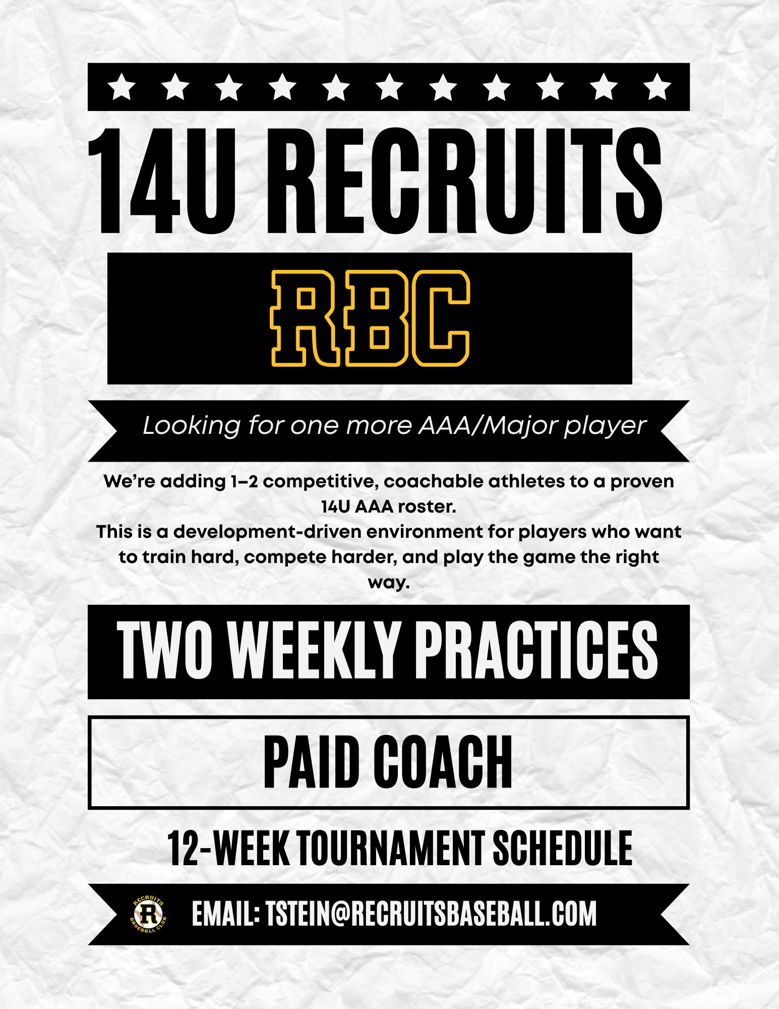 Recruits Baseball Club added a... - Recruits Baseball Club