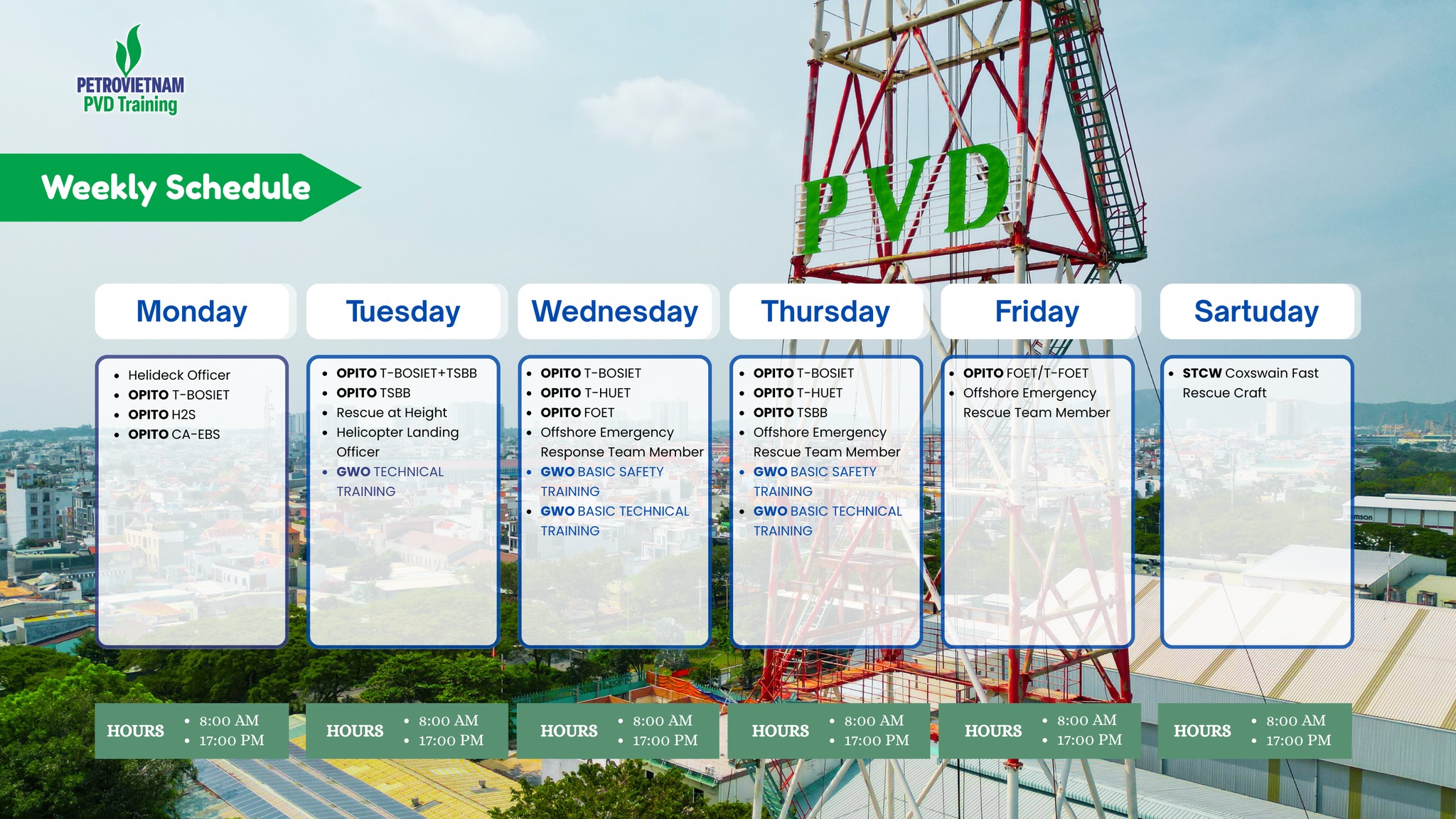 PVD - WEEKLY TRAINING SCHEDULE In offshore operations, competence is ...