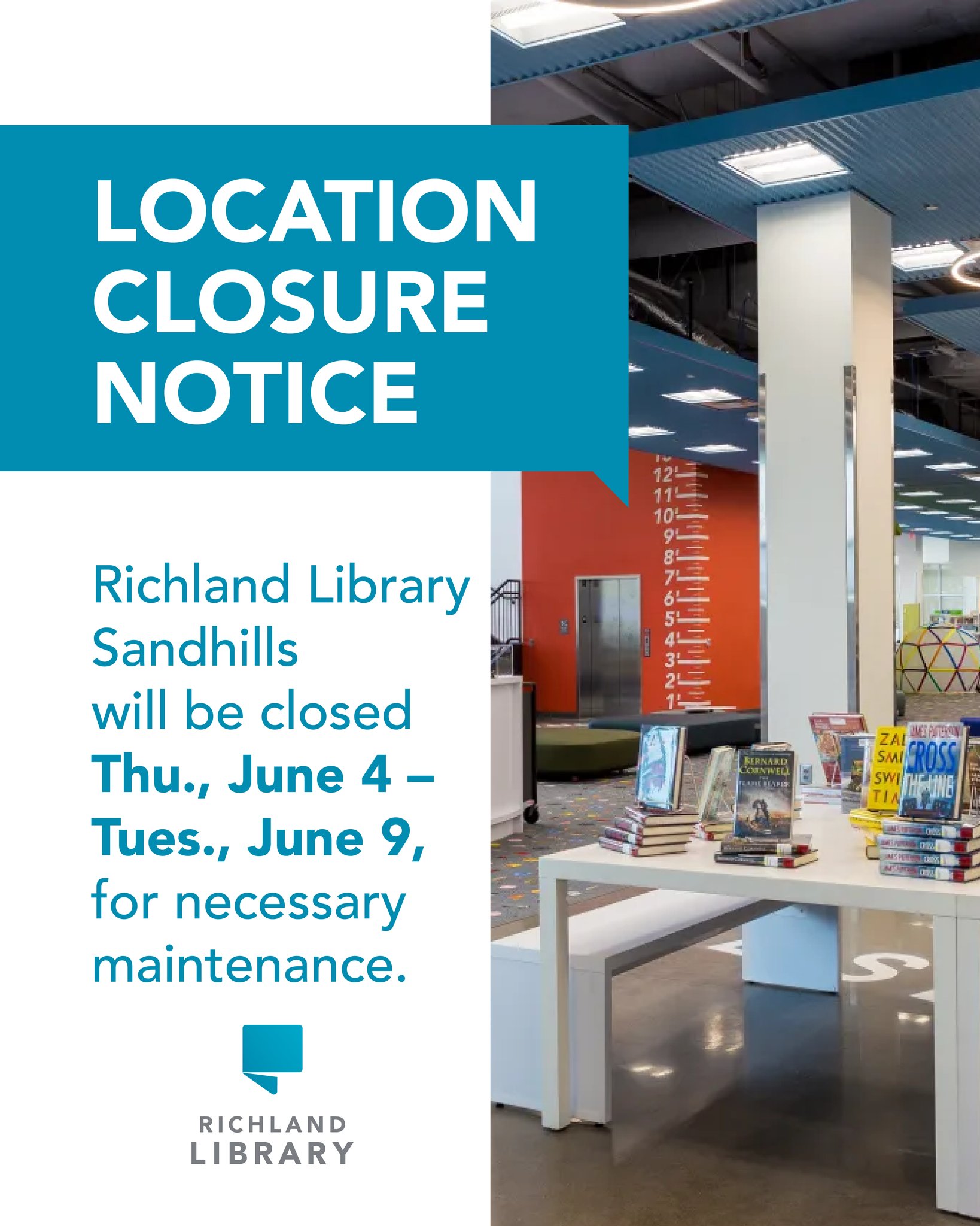⚠️ UPDATE (June 12): Richland Library Sandhills will remain