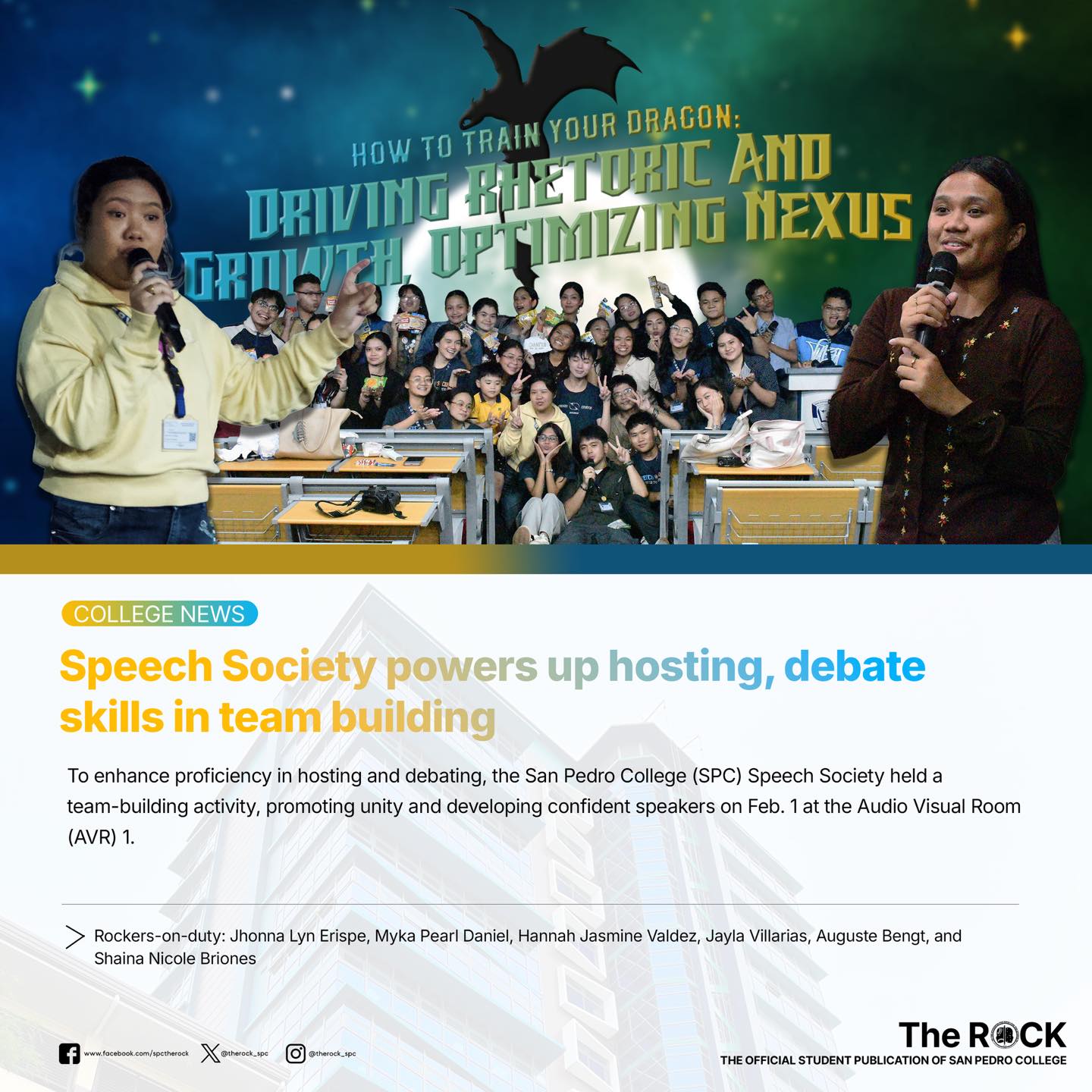 𝐒𝐩𝐞𝐞𝐜𝐡... - The Rock Student Publication of San Pedro College | Facebook