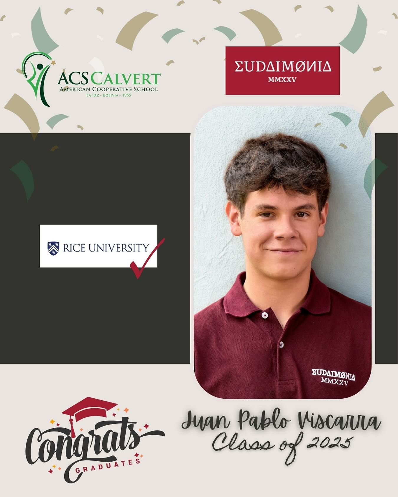 🎓 Senior Spotlight: Juan... - American Cooperative School | Facebook