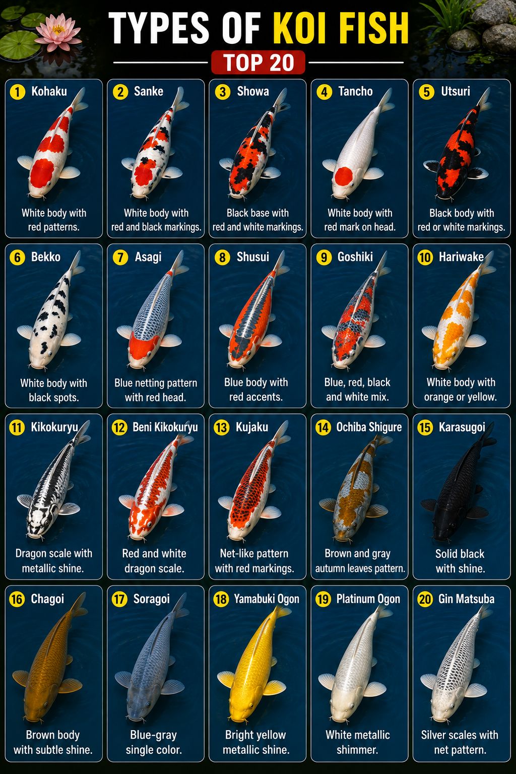 How to identify koi fish species?