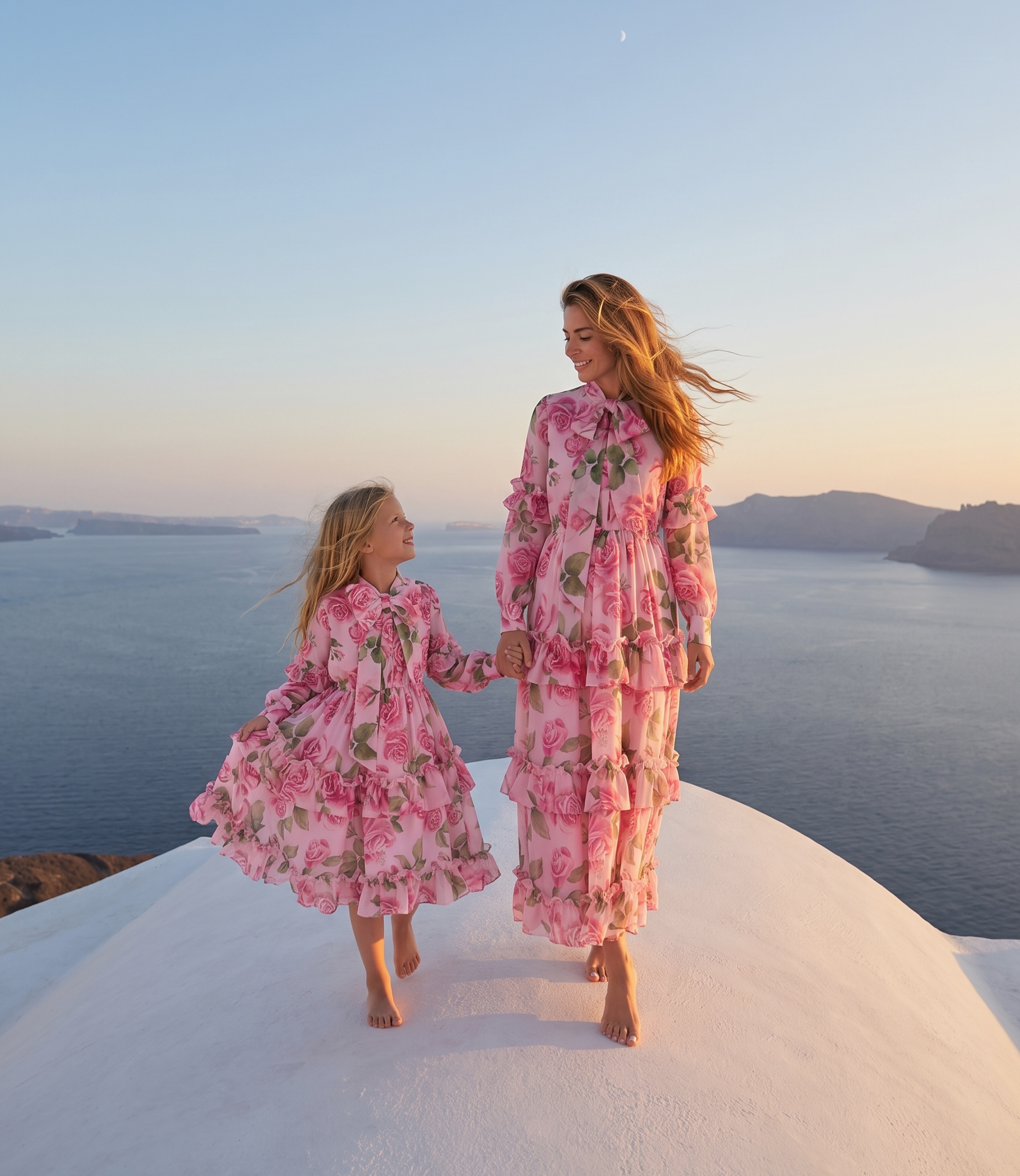 greek beach dress One of those magical island sunsets 🌅 Women's Dress—link below: https://www.mamaluma.com/products/chiffon-layers-rose-womens-dress/ Girls Dress—link below: https://www.mamaluma.com/products/chiffon-layers-rose-girls-dress summercottons Leila's Unique Two Tone Color:Butter yellow friendly and breathable