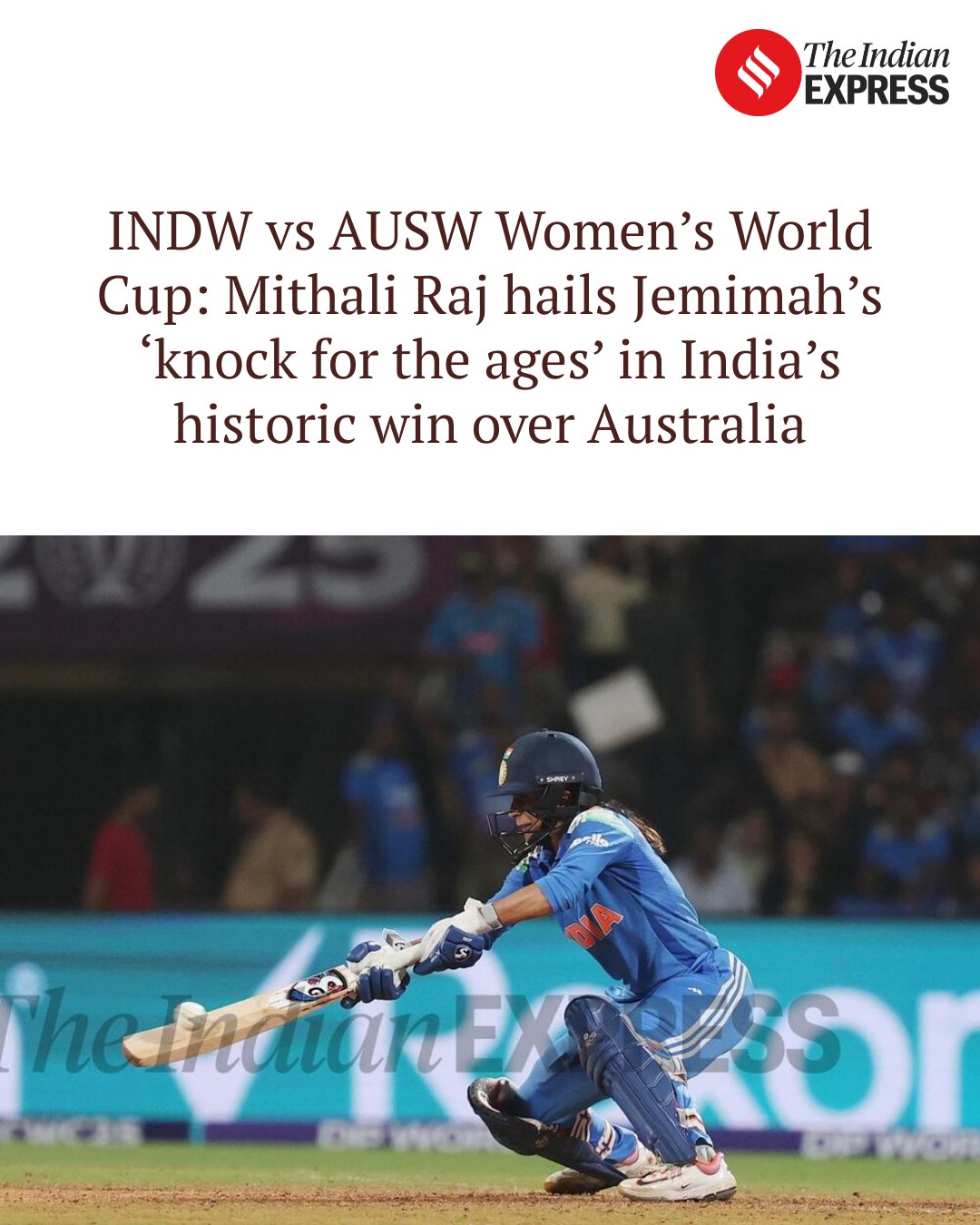 Indian - INDW vs AUSW Women’s World Cup: Mithali Raj hails Jemimah’s ...