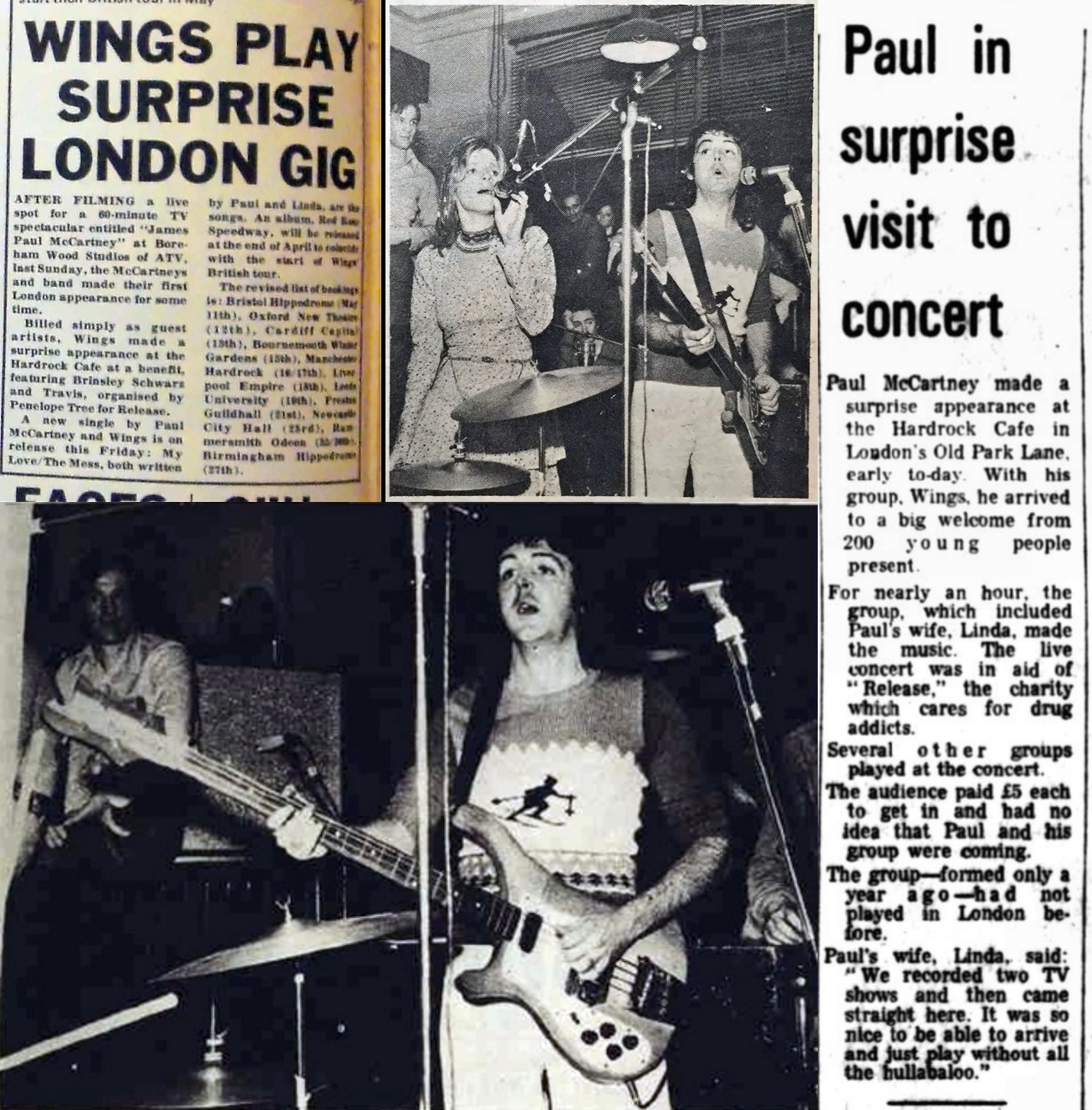 Beatles - March 18th 1973 - Wings at Hard Rock Café, London After 