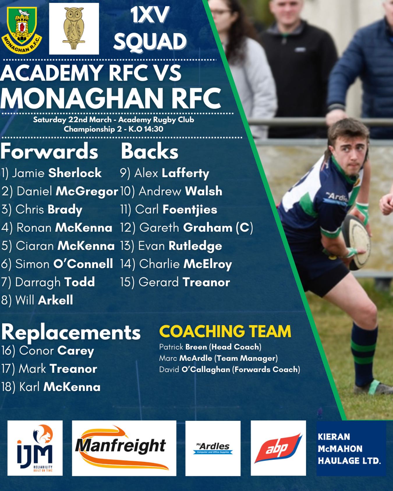 Monaghan - Squad Announcement🤩 The lads travel to @academyrfc for their ...