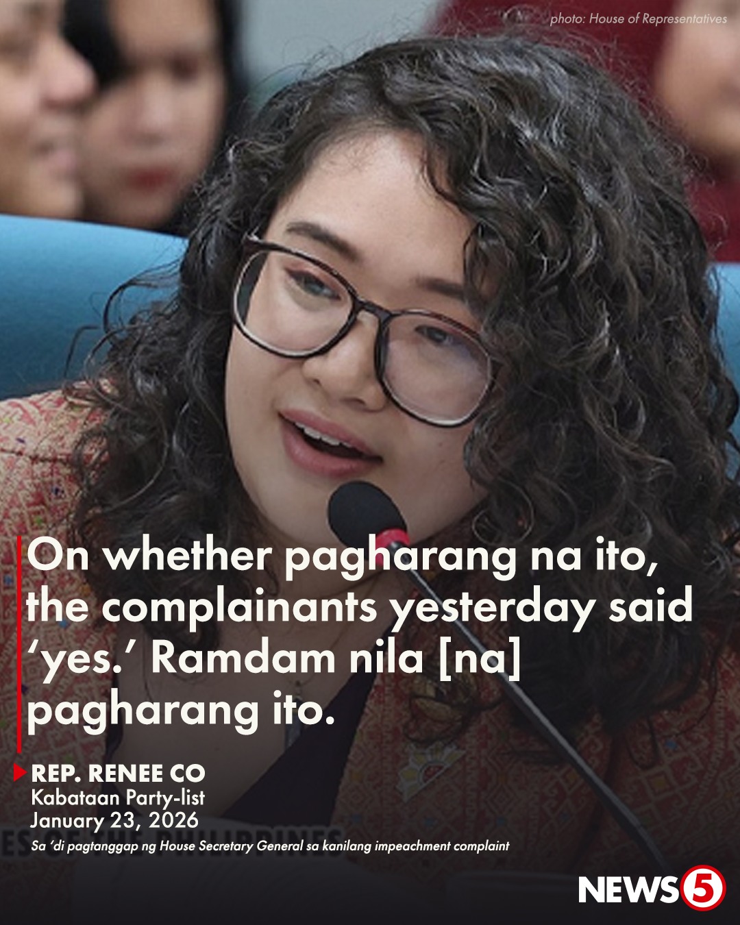 News5 - MAY PAGHARANG? Naniniwala si Kabataan Party-list Rep. Renee Co ...