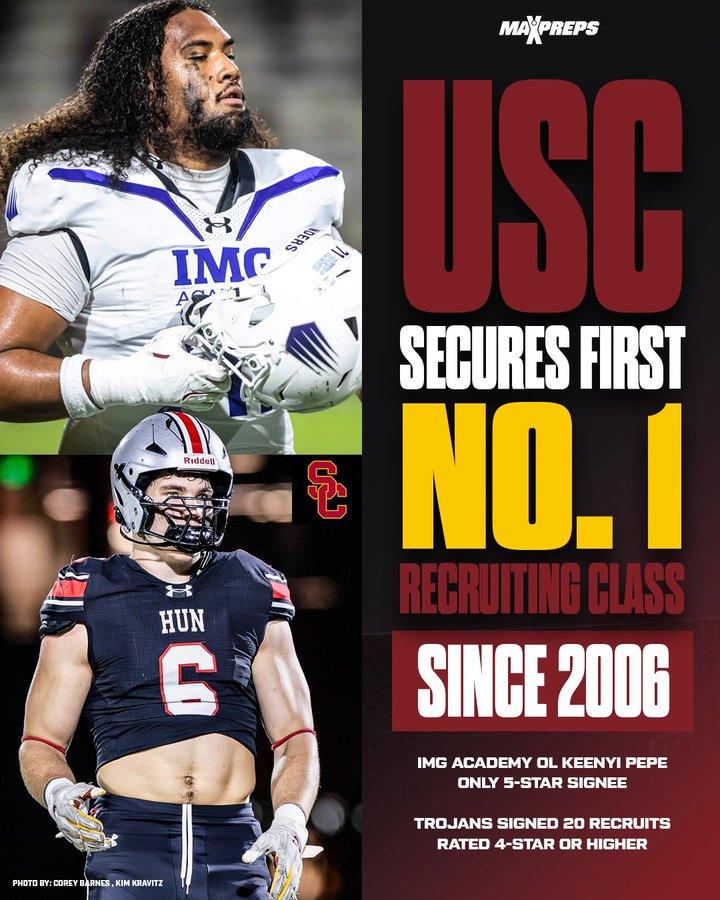 MaxPreps - Trojans are UP right now ️🏈 USC lands first No. 1 overall ...