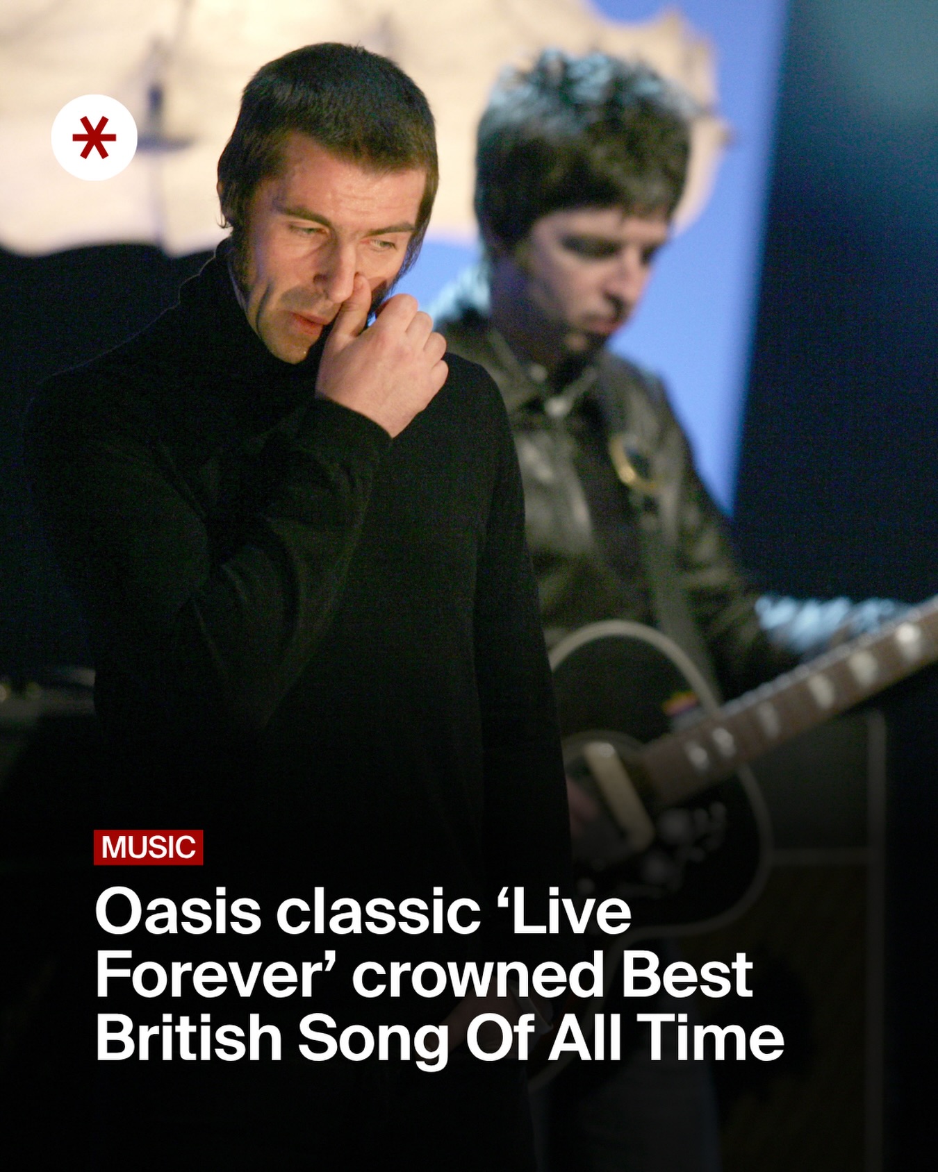Radio X listeners have voted Oasis' Live Forever as the greatest