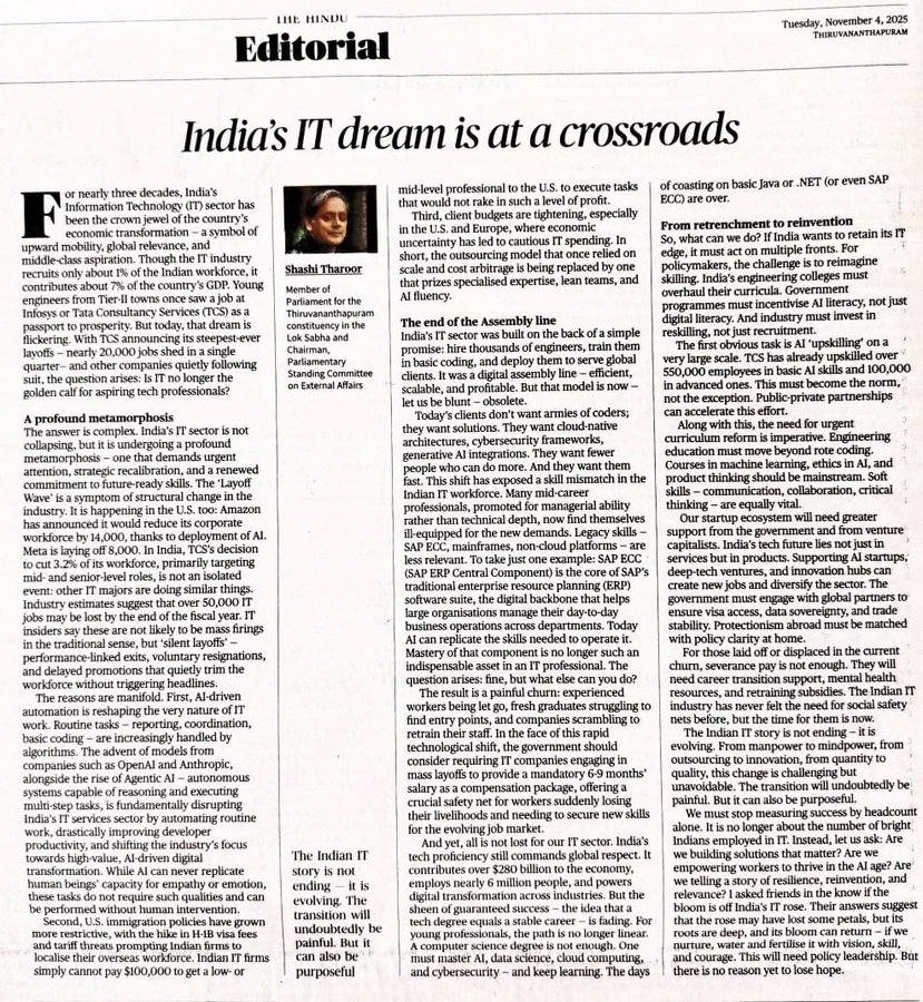 Shashi Tharoor - In today's The Hindu, I examine the churn... | Facebook