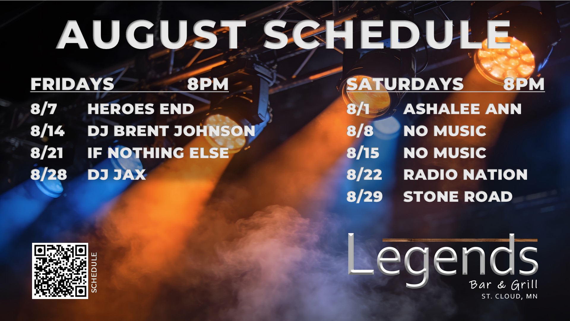 Live music and dinner at Legends Bar & Grill in St. Cloud, MN