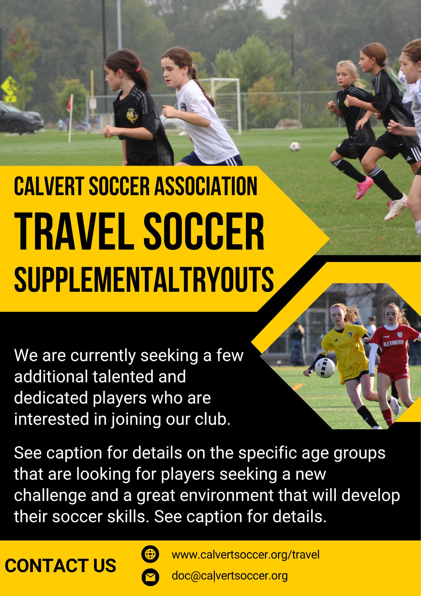 Calvert - 🔥⚽ SUPPLEMENTAL TRYOUTS ARE HERE! ⚽🔥 Ready to take your game ...