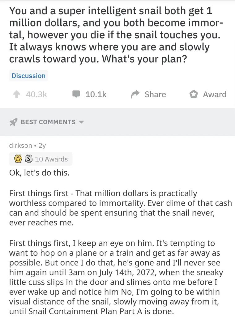 Geek - The Best Answer to This Crazy Snail Question 👇👇👇 | Facebook