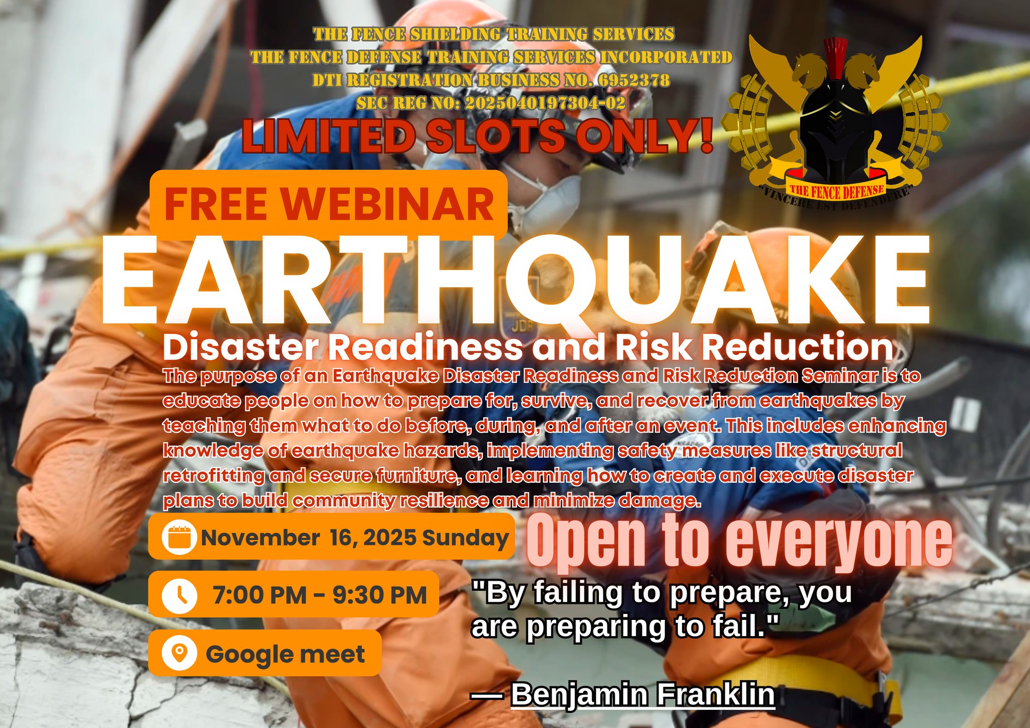 The Fence - Batch 2 FREE WEBINAR! EARTHQUAKE- Disaster Readiness and ...