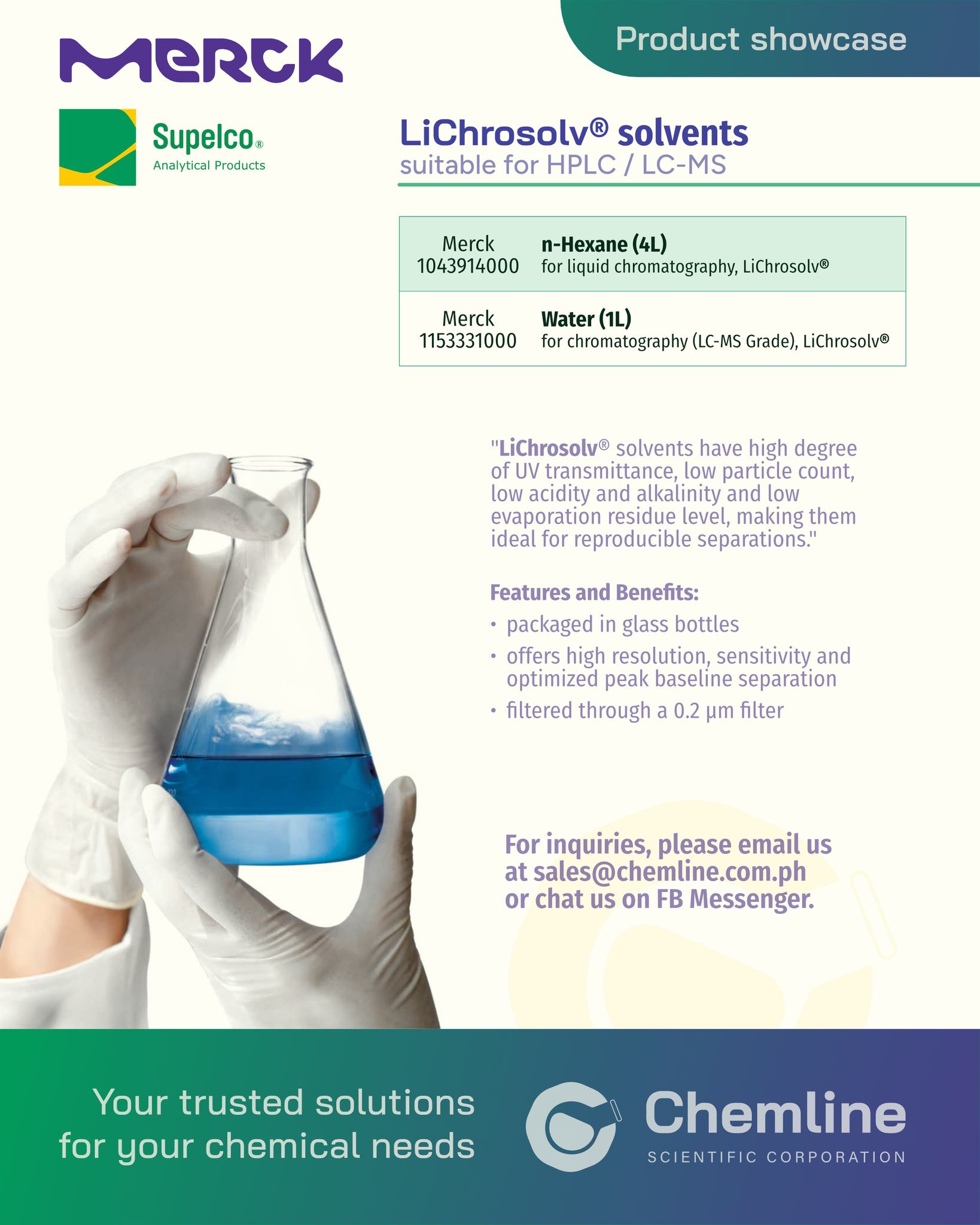 Chemline - Merck LiChrosolv® solvents suitable for HPLC / LC-MS ...