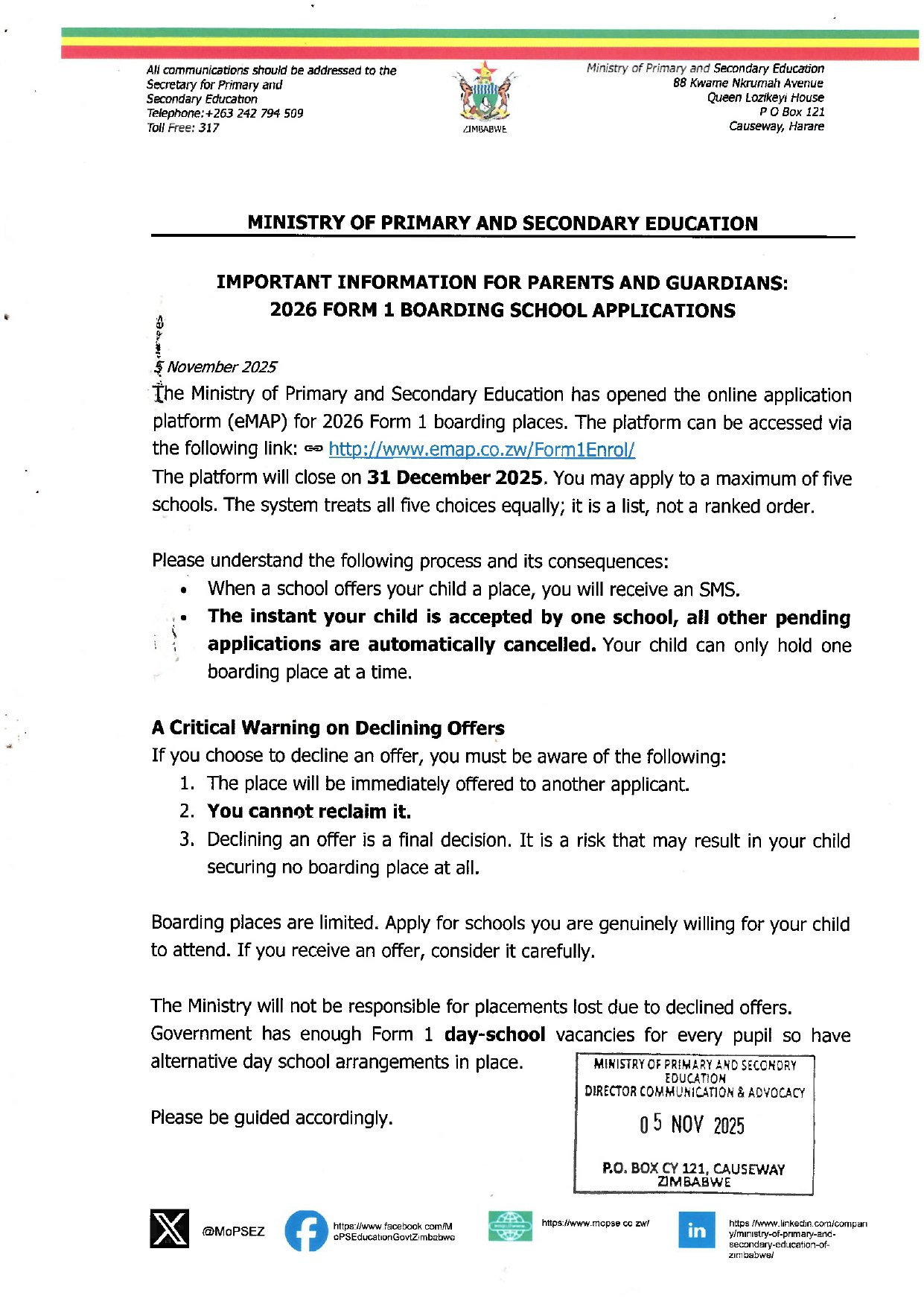 Zimbabwe - The Ministry of Primary & Secondary Education, Zimbabwe has ...