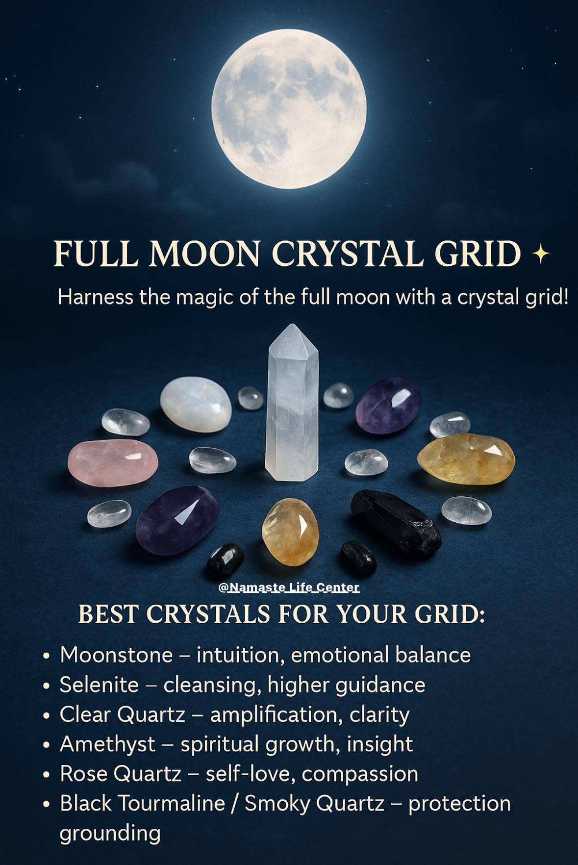 🌕 Full Moon Crystal Grid Harness... - Namaste Life Center | Facebook