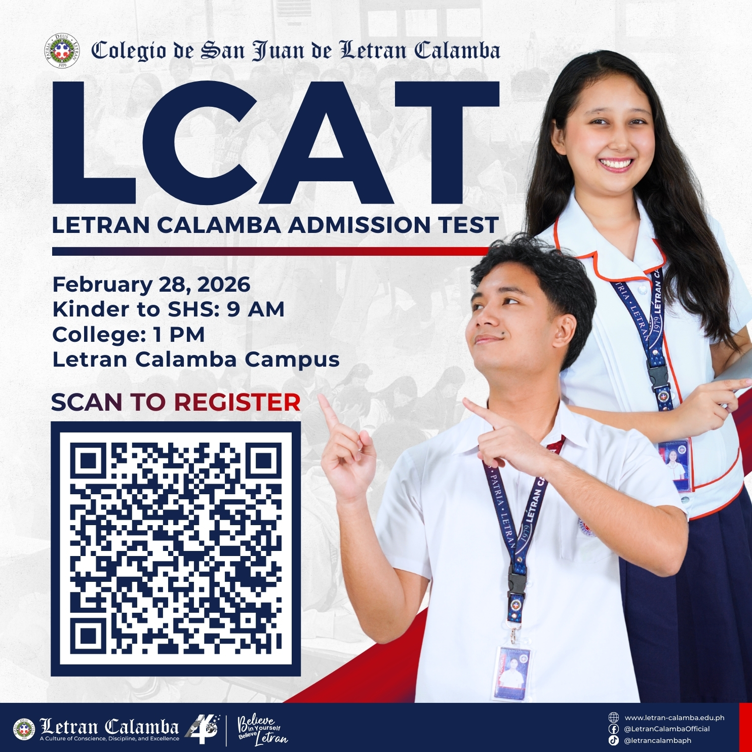 Colegio - Letran Calamba Admission Test (LCAT) is now open for ...