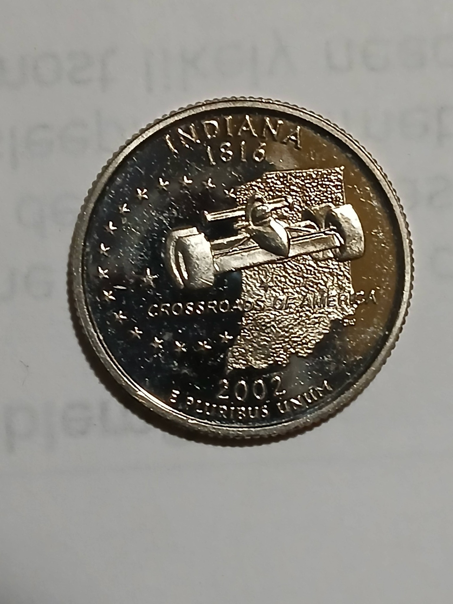 2002 indiana proof quarter with possible lamination error, should