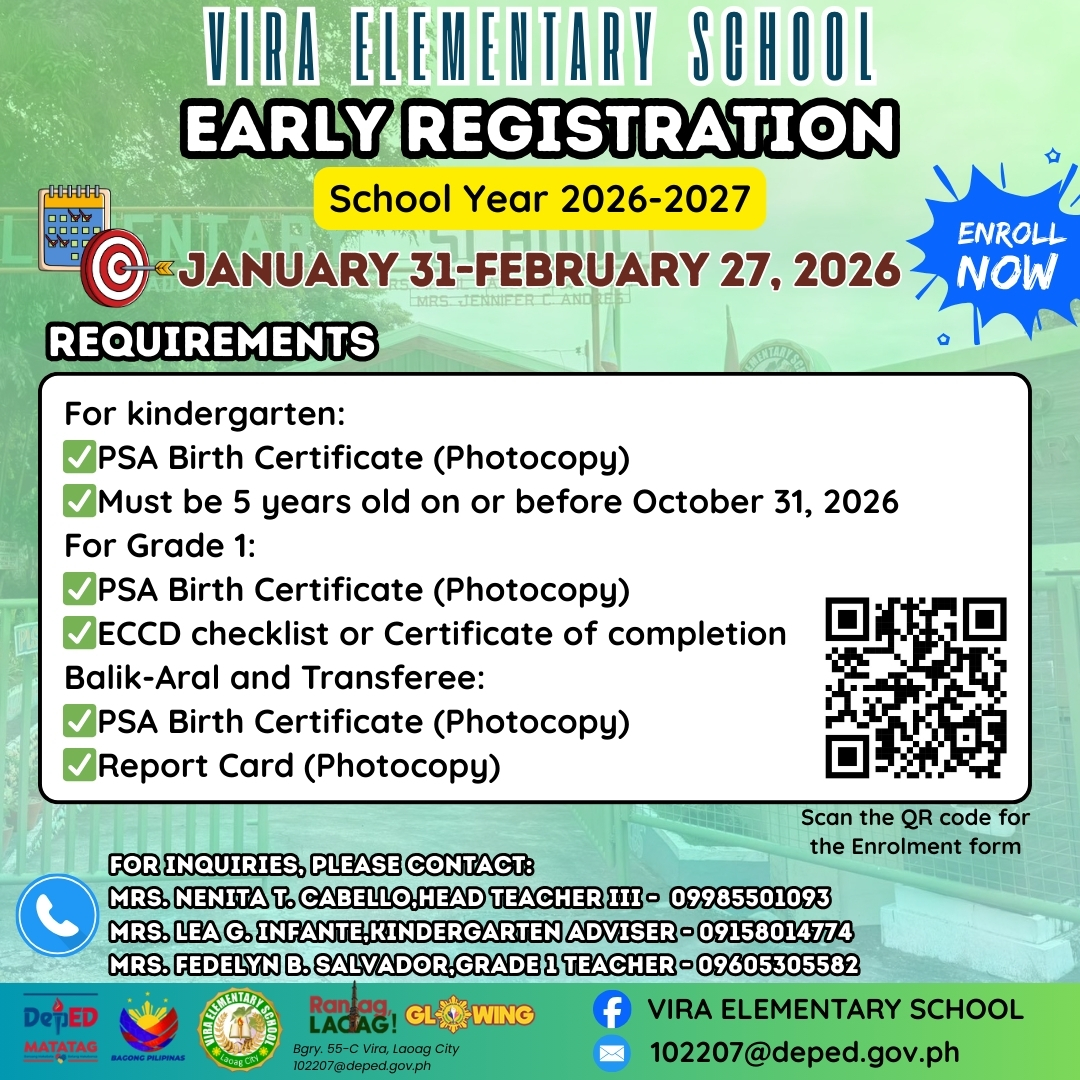 Early Registration for SY... - Vira Elementary School | Facebook