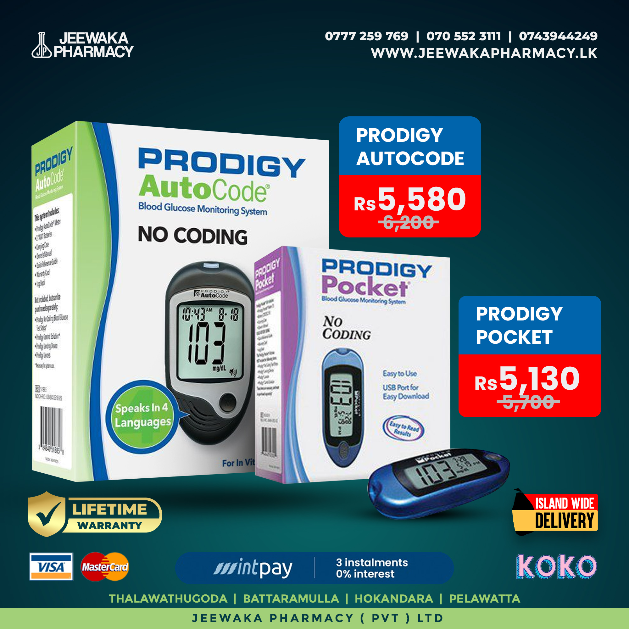 PRODIGY AUTOCODE BLOOD GLUCOSE METER... - Jeewaka Pharmacy | Facebook