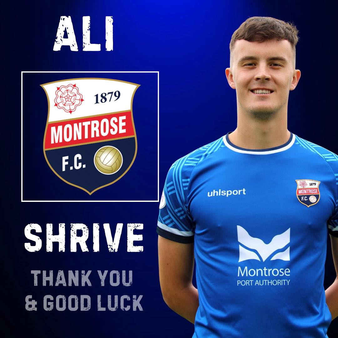 SHRIVES DEPARTS WITH THANKS Ali... - Montrose Football Club | Facebook