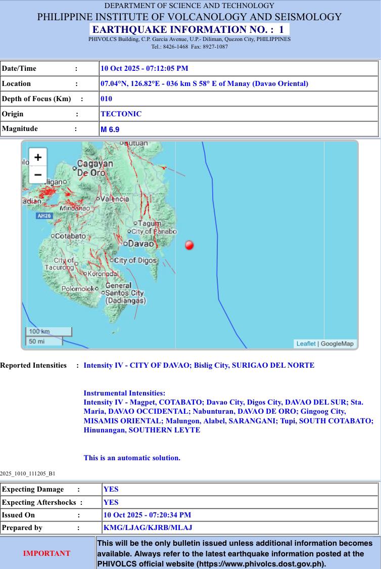 Ang - NIYANIG ng magnitude 6.9 na lindol ang karagatang malapit sa ...