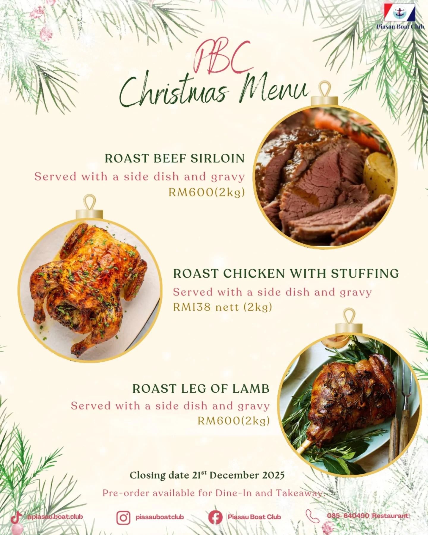 🎄 The PBC Christmas Menu is officially... - Piasau Boat Club | Facebook