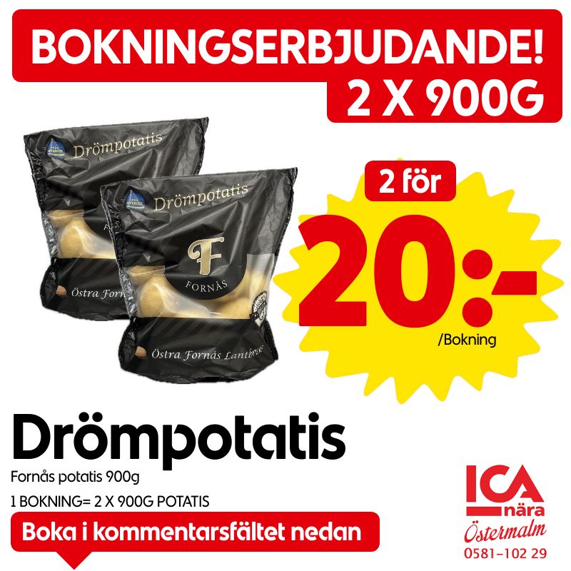 ICA - BOKNING AVSLUTAD BOKNING AVSLUTAD 💥🥔 BOKA DRÖMPOTATIS 🥔💥 Boka ...