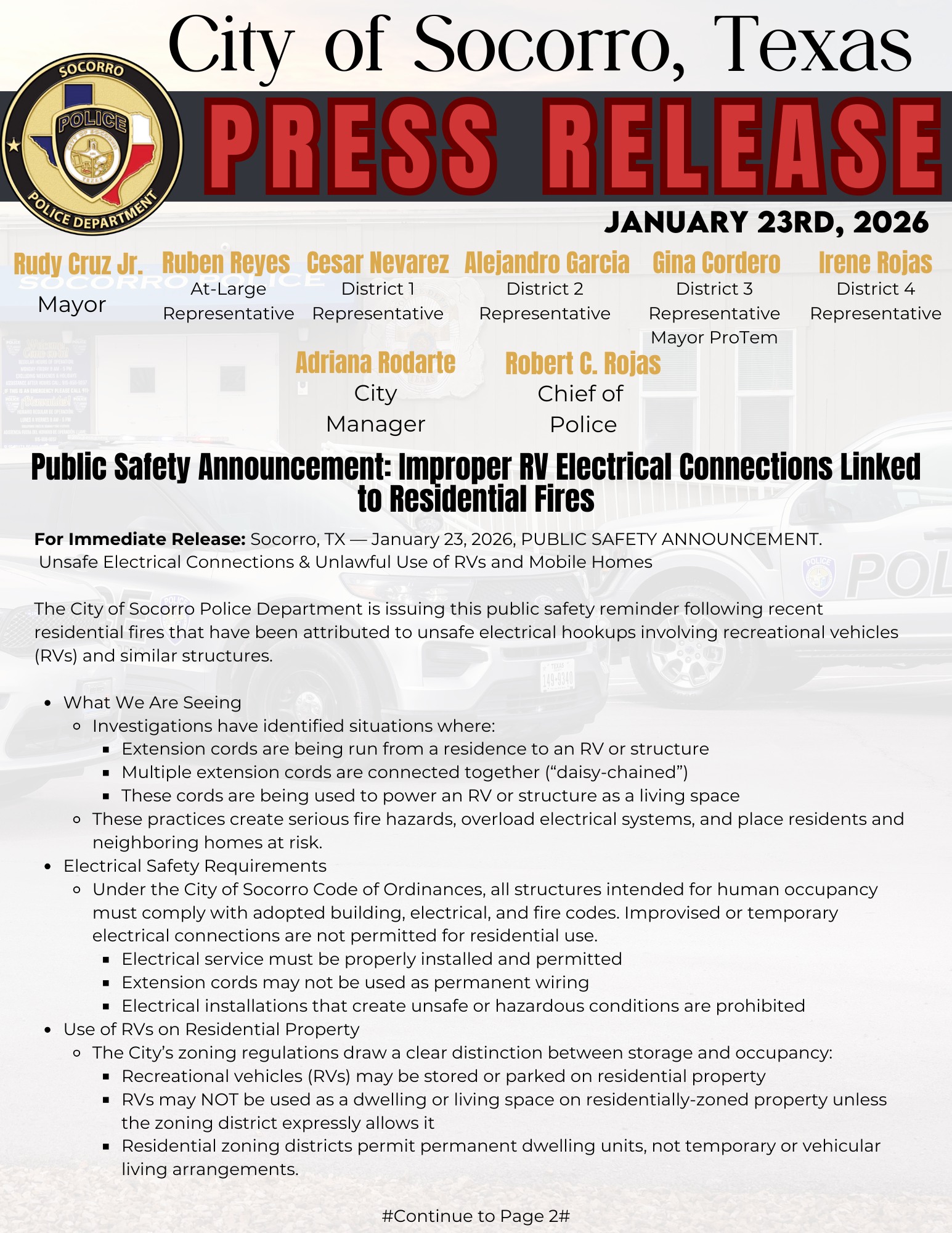 ** FOR IMMEDIATE... - City of Socorro, Texas - Government | Facebook