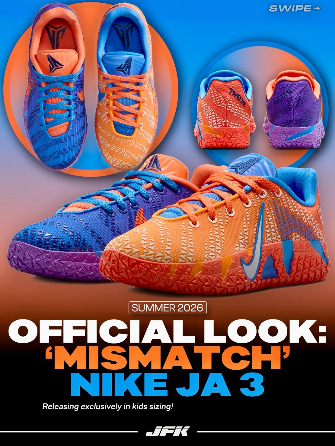 Official Look: Nike Ja 3 “Mismatch” 🟠🔵 Nike Basketball leans all