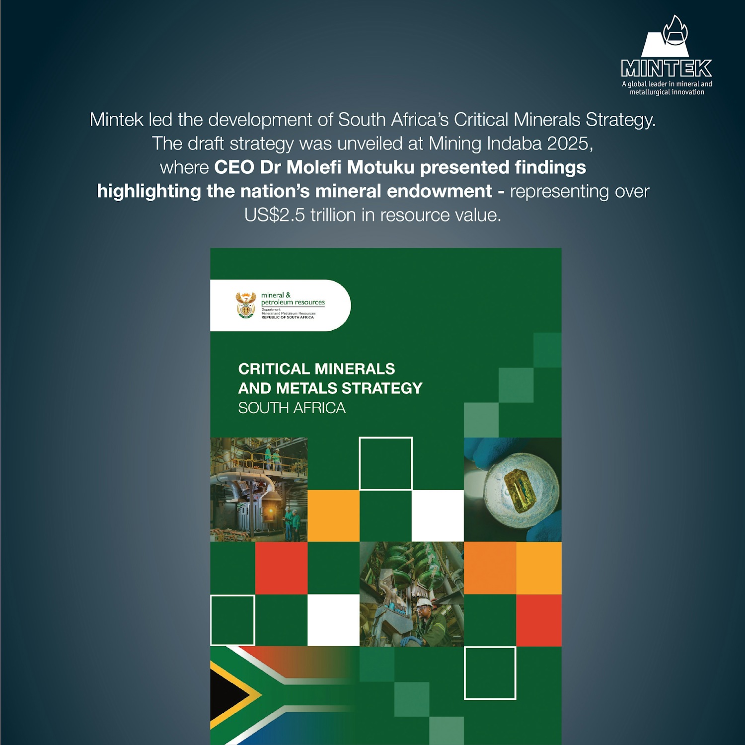 Mintek - Shaping the future of South Africa’s mineral sector. Mintek is ...