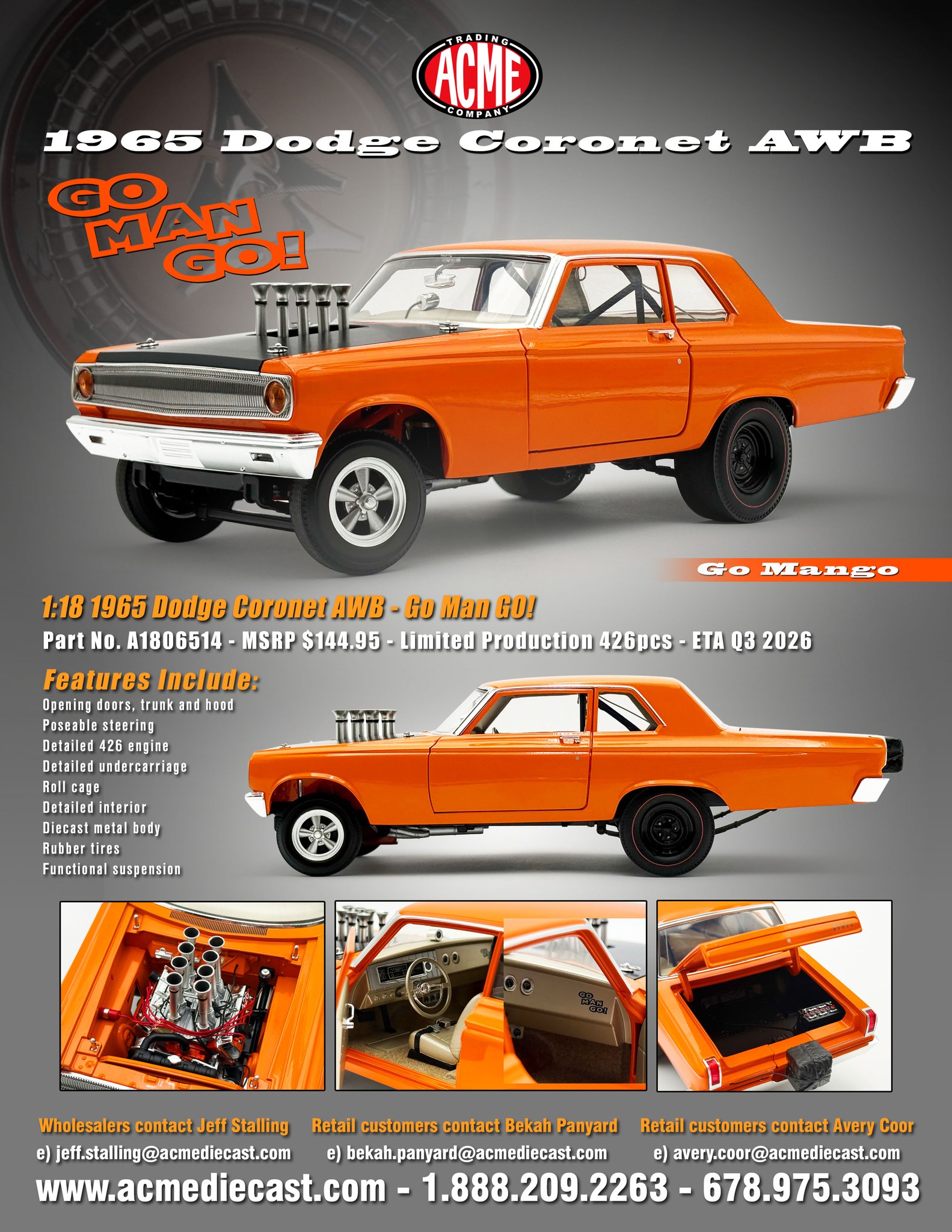 1:18 1965 Dodge Coronet AWB - Go Man Go! This GO MAN GO 1965 Dodge