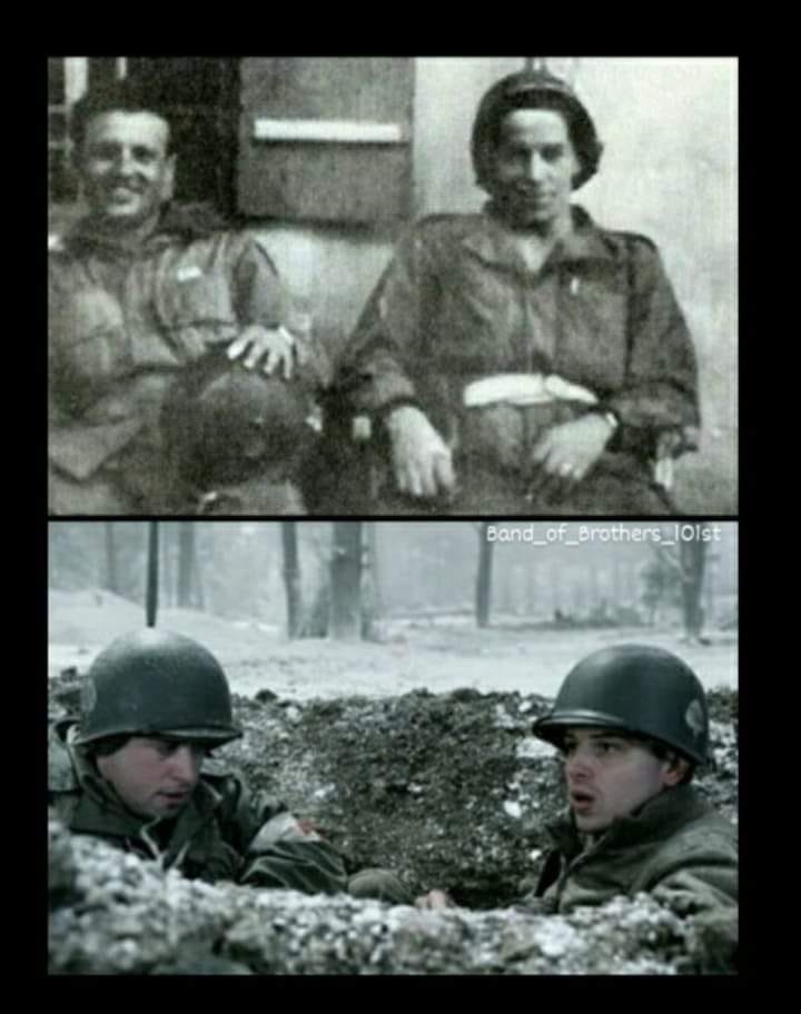 Real and Reel: Easy Company medics Ralph Spina and Gene Roe take a well ...