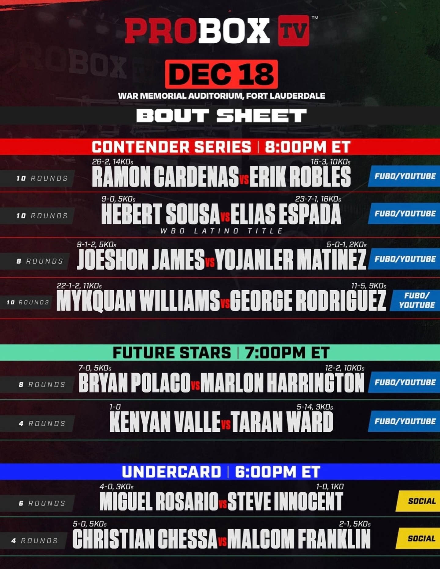Supreme - OFFICIAL RUN OF SHOW. 📋📺 @proboxtvofficial has three blocks ...