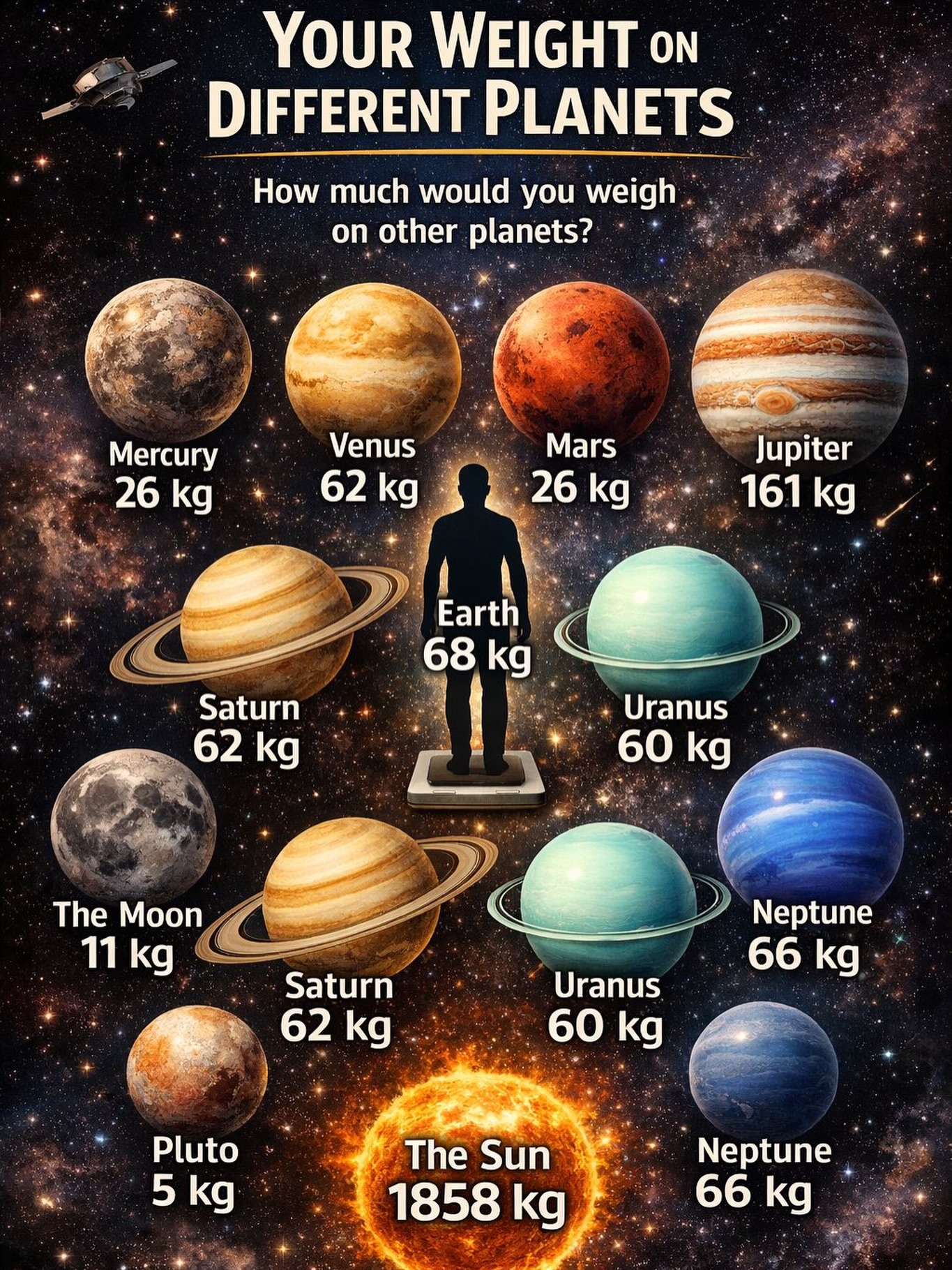 How your weight changes on different planets