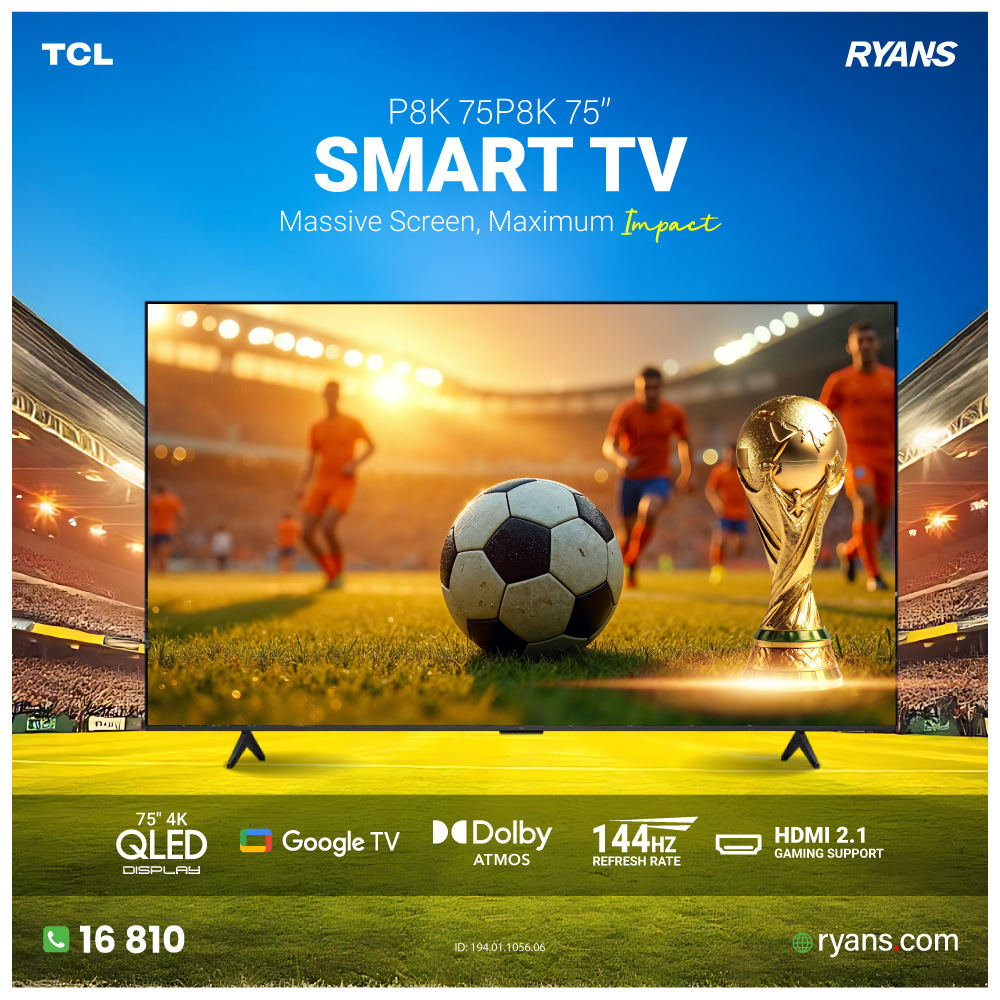TCL P8K 75P8K – 75-inch 4K QLED Google TV with 144Hz refresh rate