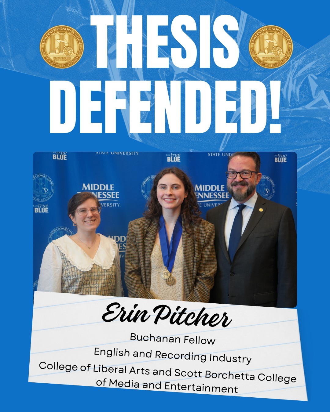 MTSU - Big congratulations to Erin Pitcher, double majoring in English ...