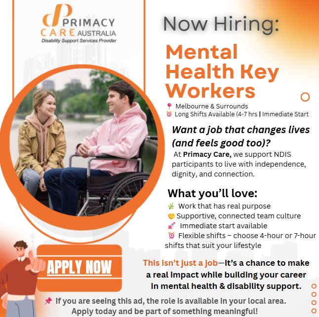 🌟 We’re Hiring – Mental Health Key... - PrimacyCare Australia | Facebook