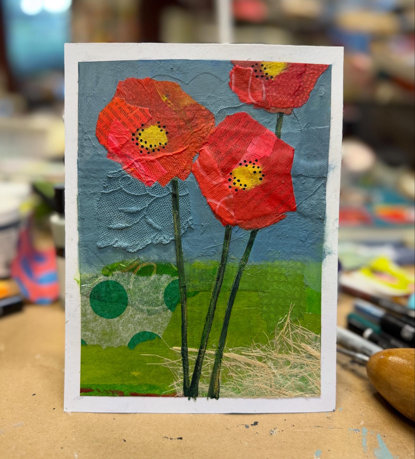 Bethany - Poppies. From collage to playing on my tablet to working in ...