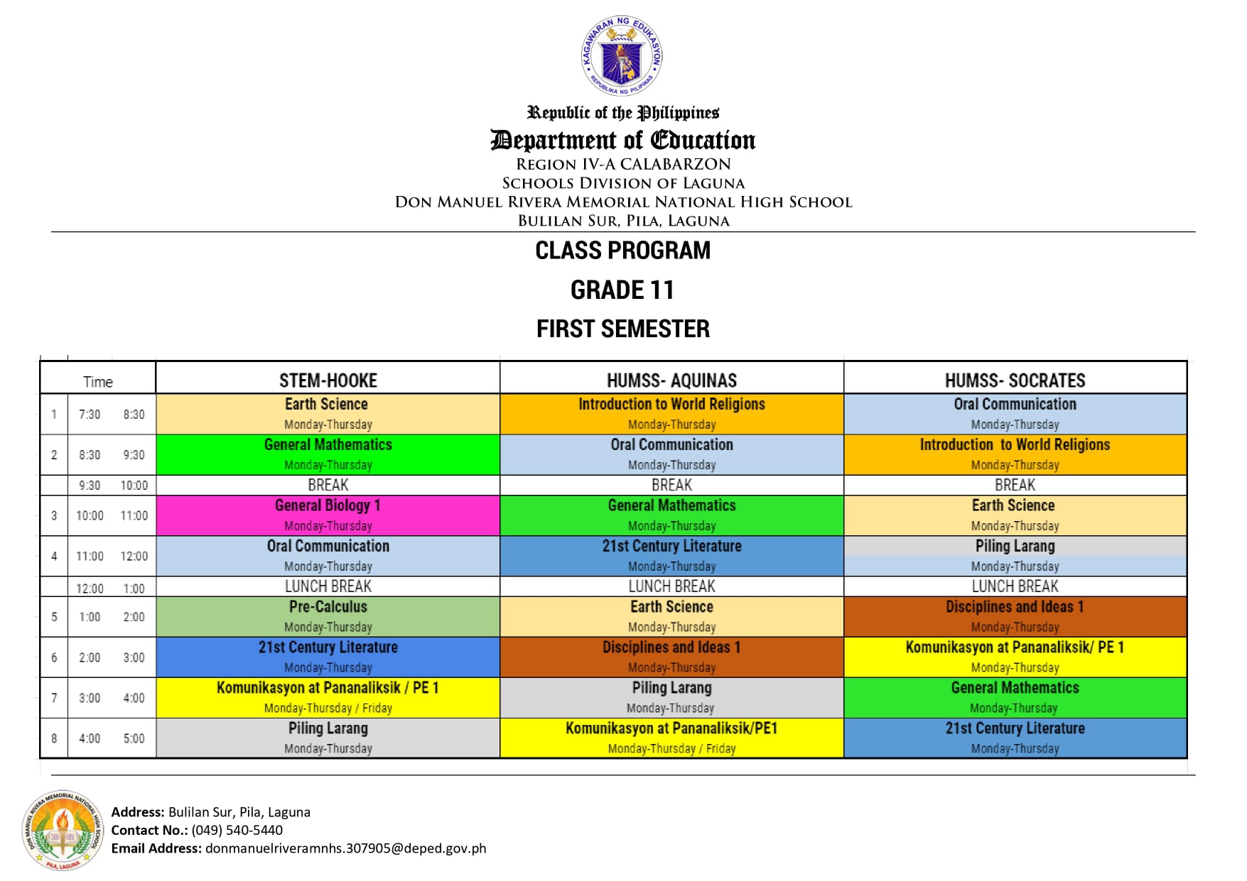 DepEd Tayo Don Manuel Rivera MINHS - Laguna | Pila