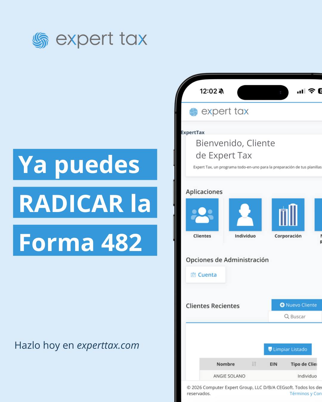 Expert Tax - 🚨 ¡E-file de la Forma 482 ya disponible! El... | Facebook