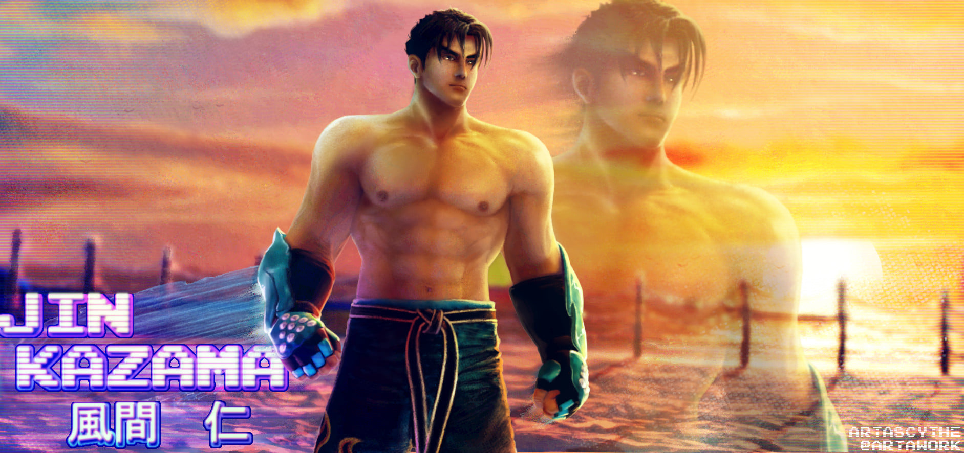TEKKEN i just make a little fanart of jin kazama in summer vibe