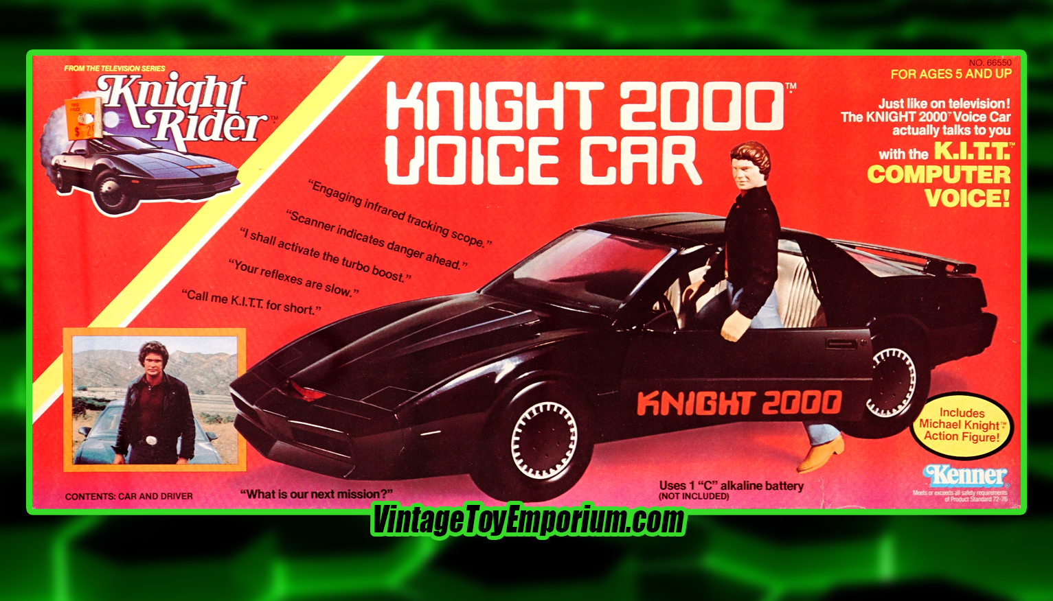 1983 Knight Rider Knight 2000 Voice Car Box Art - Kenner