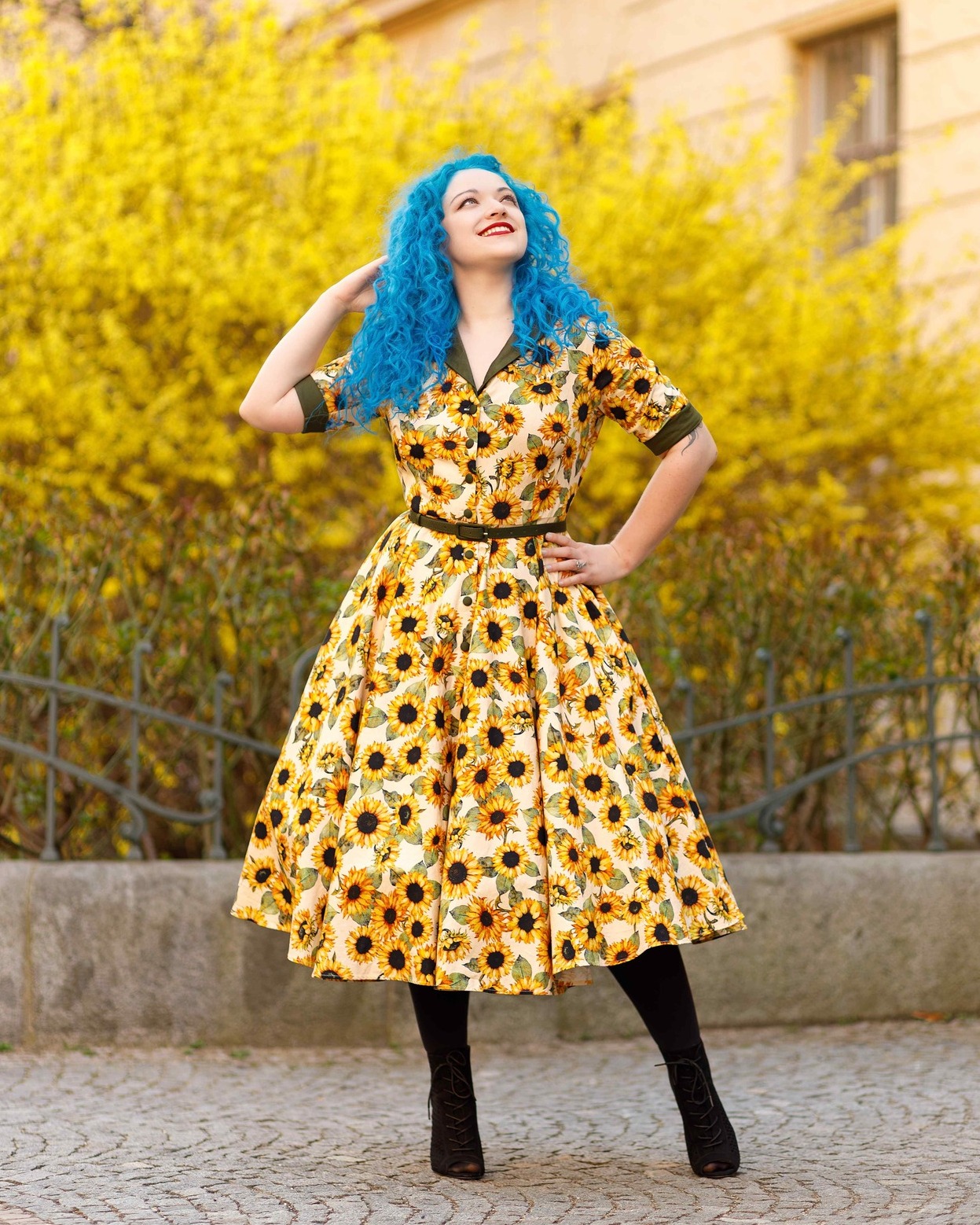 colorfuloctopi in our Mollie sunflower dress, bringing all the sunshine with her 🌻✨