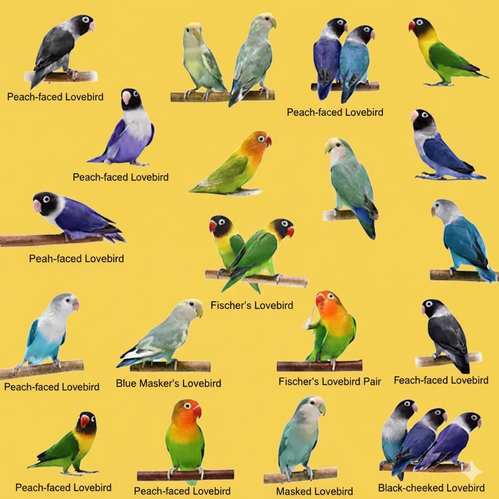 9 Types of Lovebirds #birds #birdlovers